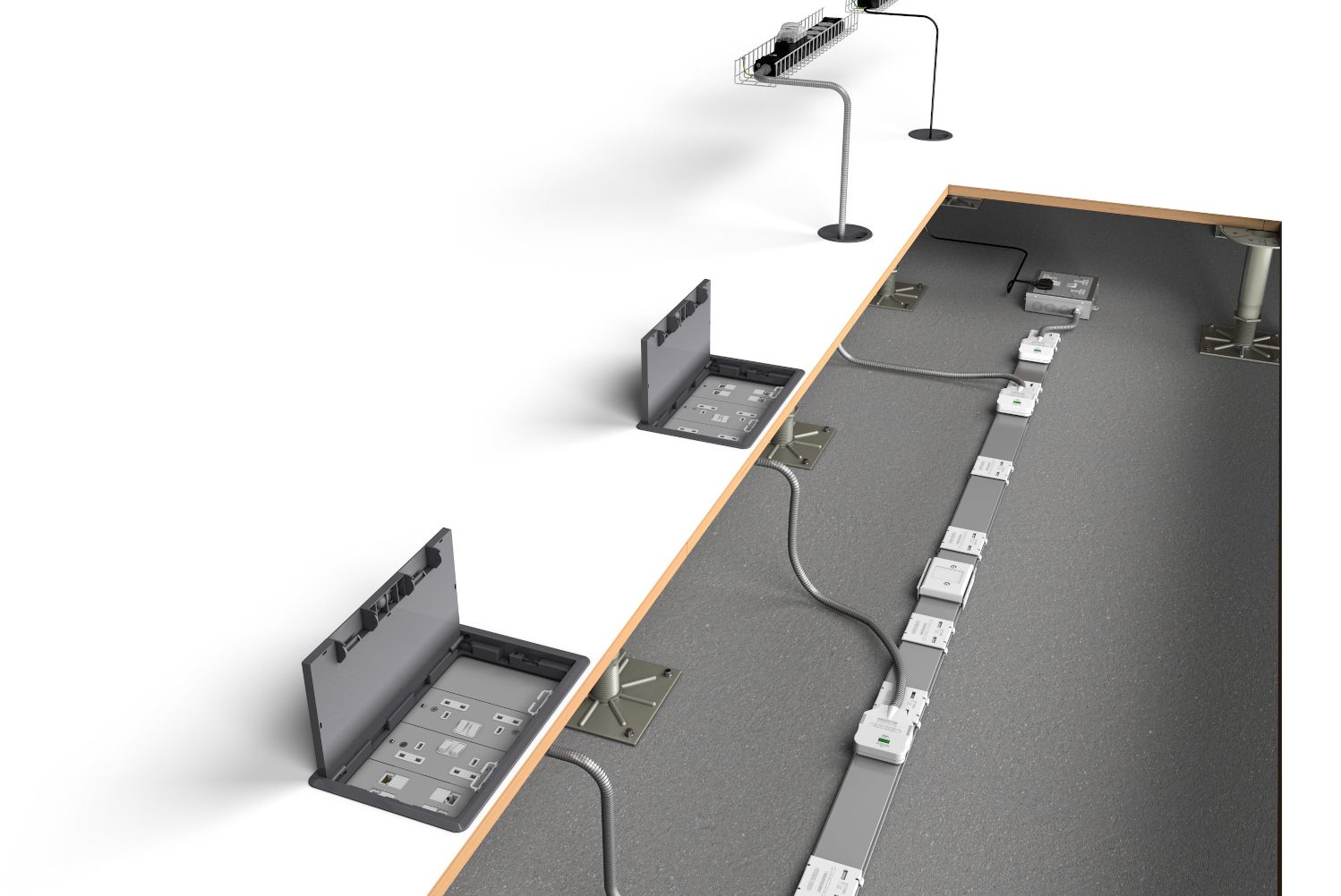 Solutions CMD Powertrack Desk Modules Floorbox